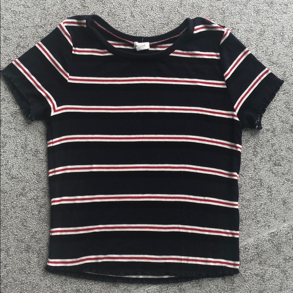 Black, white and red striped shirt from garage!